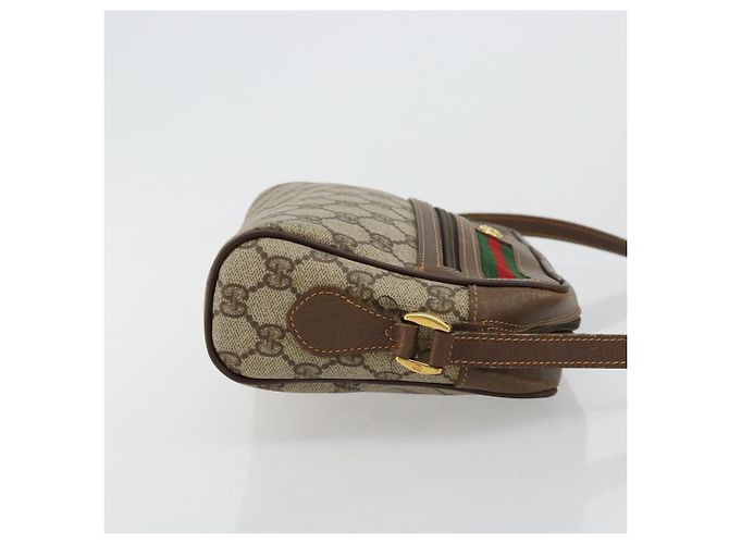 Borsa GUCCI GG Supreme Web Sherry Line PVC Beige Oro 56 02 087 Auth ep14533 D'oro - vista 4