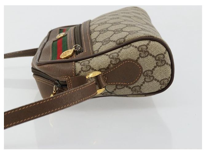 Borsa GUCCI GG Supreme Web Sherry Line PVC Beige Oro 56 02 087 Auth ep14533 D'oro - vista 5