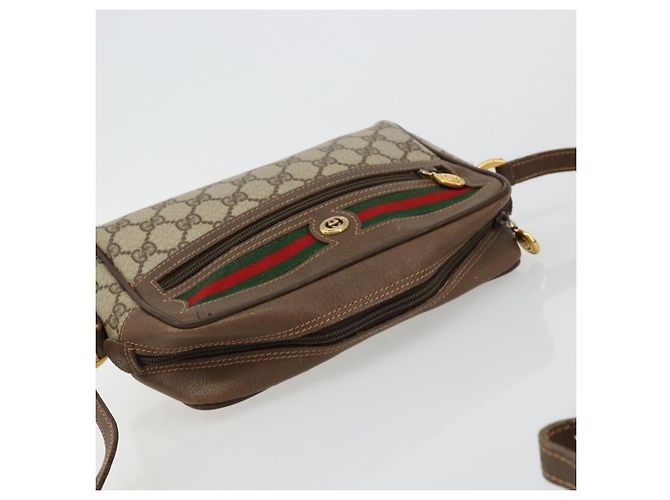 Borsa GUCCI GG Supreme Web Sherry Line PVC Beige Oro 56 02 087 Auth ep14533 D'oro - vista 6