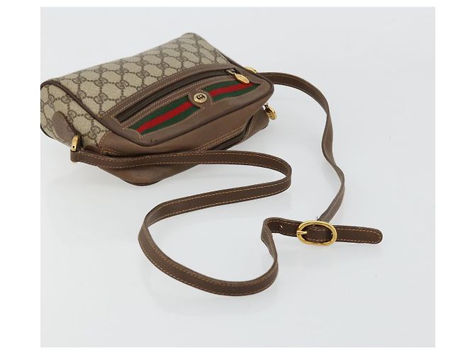 Borsa GUCCI GG Supreme Web Sherry Line PVC Beige Oro 56 02 087 Auth ep14533 D'oro - vista 7