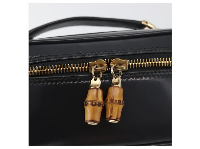 Beauty Case GUCCI Bamboo in pelle vernice Grigio Oro 032 1705 0151 Auth 180214 - vista 14
