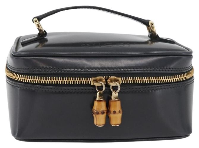 Beauty Case GUCCI Bamboo in pelle vernice Grigio Oro 032 1705 0151 Auth 180214 - vista 2