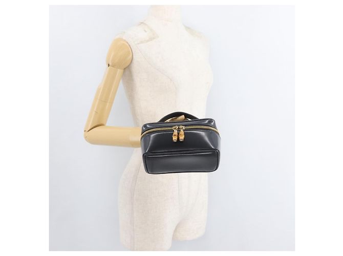Beauty Case GUCCI Bamboo in pelle vernice Grigio Oro 032 1705 0151 Auth 180214 - vista 20
