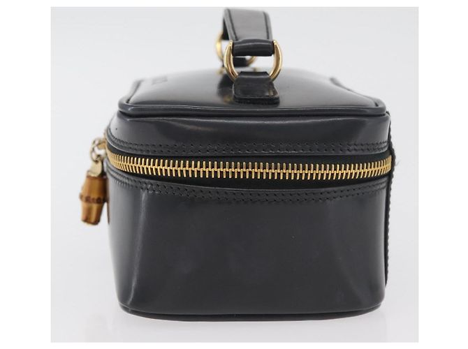 Beauty Case GUCCI Bamboo in pelle vernice Grigio Oro 032 1705 0151 Auth 180214 - vista 4