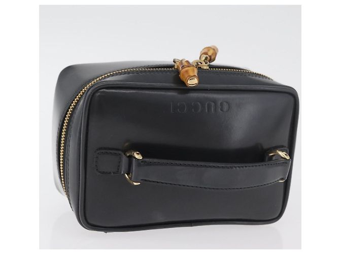 Beauty Case GUCCI Bamboo in pelle vernice Grigio Oro 032 1705 0151 Auth 180214 - vista 6