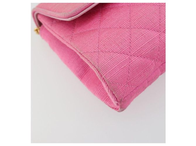 CHANEL Matelasse Chain Shoulder Bag Satin Gold Pink CC Auth 179642A Rosa D'oro - vista 11