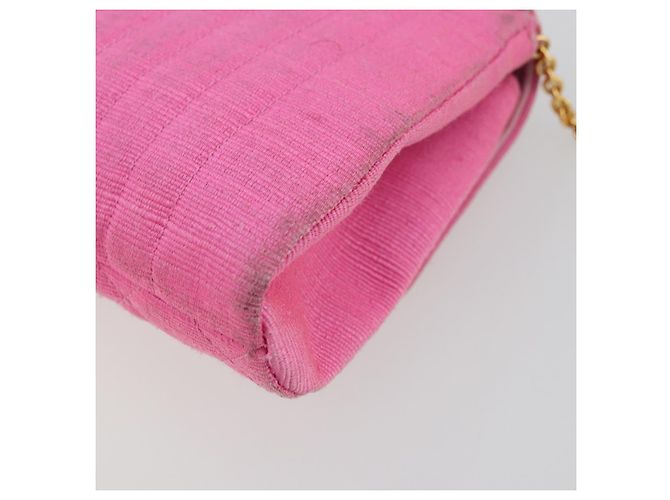 CHANEL Matelasse Chain Shoulder Bag Satin Gold Pink CC Auth 179642A Rosa D'oro - vista 12