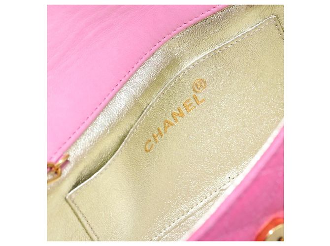 CHANEL Matelasse Chain Shoulder Bag Satin Gold Pink CC Auth 179642A Rosa D'oro - vista 16