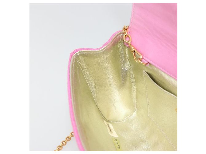 CHANEL Matelasse Chain Shoulder Bag Satin Gold Pink CC Auth 179642A Rosa D'oro - vista 19