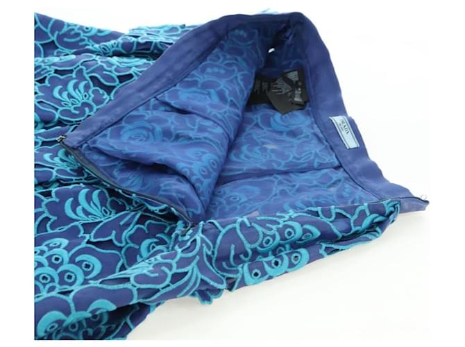 Falda PRADA de seda azul Auth 179162A - vista 12