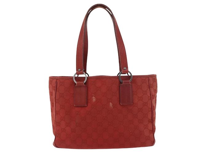 Borsa Tote GUCCI GG Canvas Argento Rosso 113019 Auth 179457 - vista 2