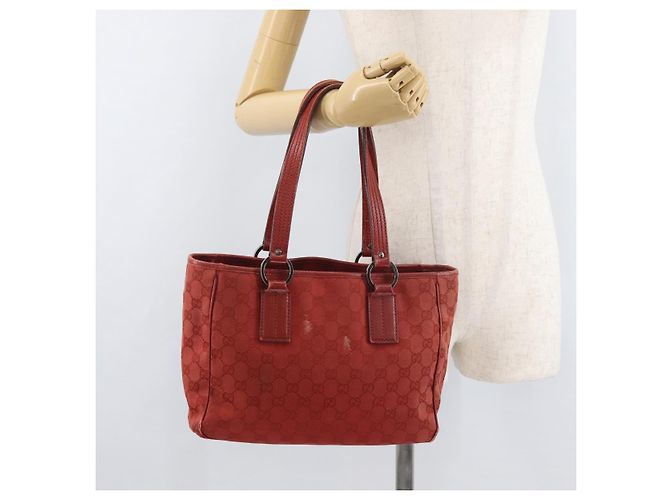 Borsa Tote GUCCI GG Canvas Argento Rosso 113019 Auth 179457 - vista 22