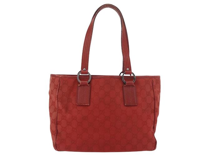 Borsa Tote GUCCI GG Canvas Argento Rosso 113019 Auth 179457 - vista 4