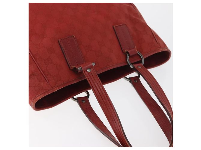 Borsa Tote GUCCI GG Canvas Argento Rosso 113019 Auth 179457 - vista 7