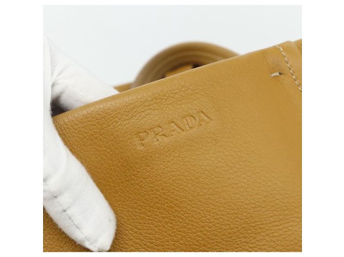 Bolsa Tote PRADA de couro marrom prata Auth 179442A - vista 15