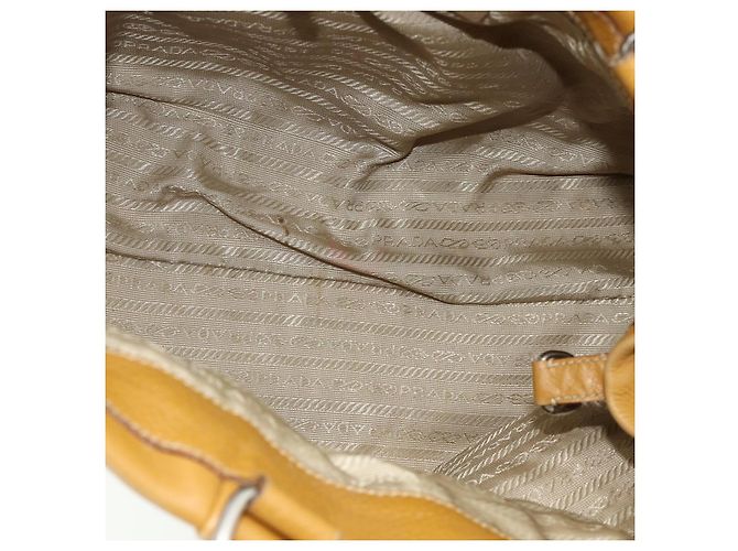 Bolsa Tote PRADA de couro marrom prata Auth 179442A - vista 17