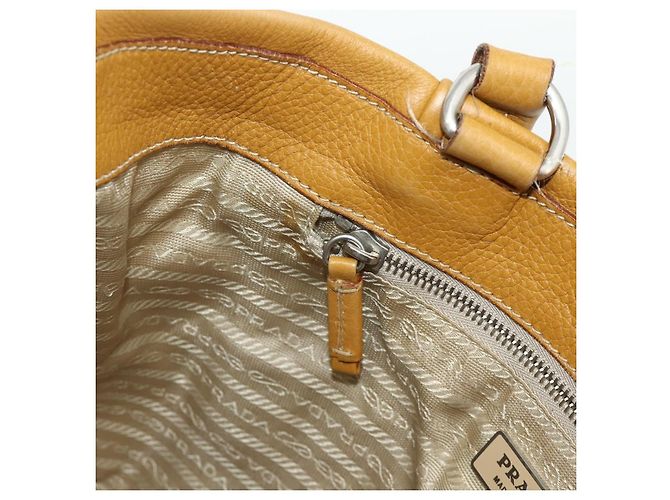 Bolsa Tote PRADA de couro marrom prata Auth 179442A - vista 20