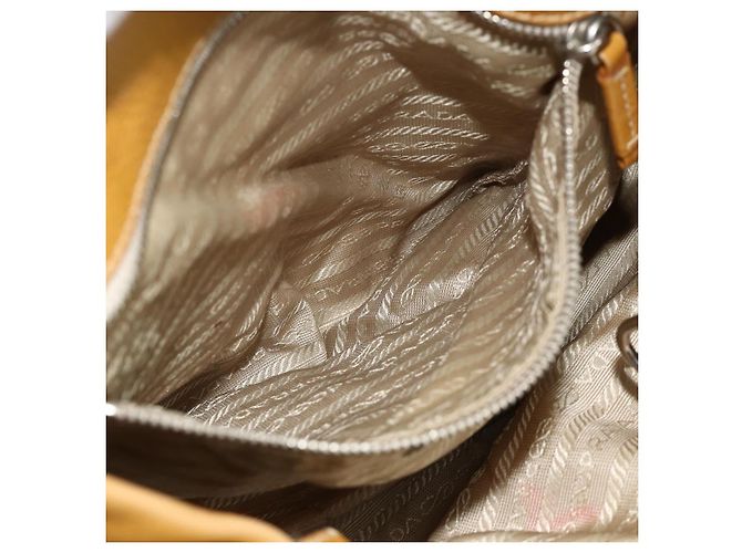 Bolsa Tote PRADA de couro marrom prata Auth 179442A - vista 21