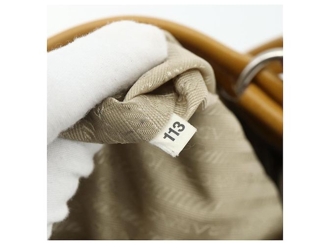 Bolsa Tote PRADA de couro marrom prata Auth 179442A - vista 22