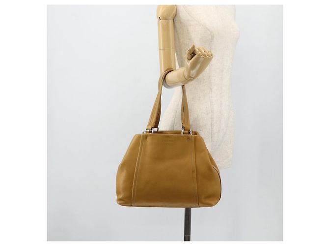 Bolsa Tote PRADA de couro marrom prata Auth 179442A - vista 23