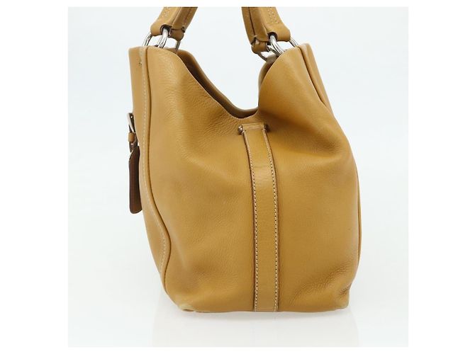 Bolsa Tote PRADA de couro marrom prata Auth 179442A - vista 4