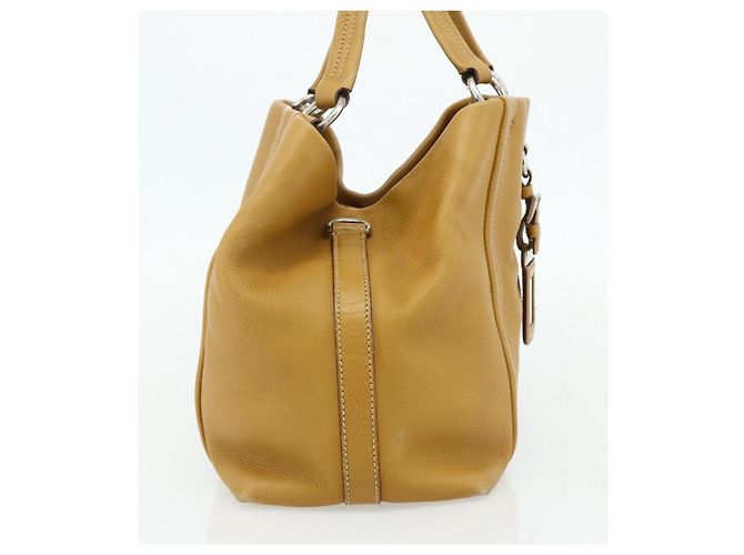 Bolsa Tote PRADA de couro marrom prata Auth 179442A - vista 5