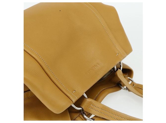 Bolsa Tote PRADA de couro marrom prata Auth 179442A - vista 6