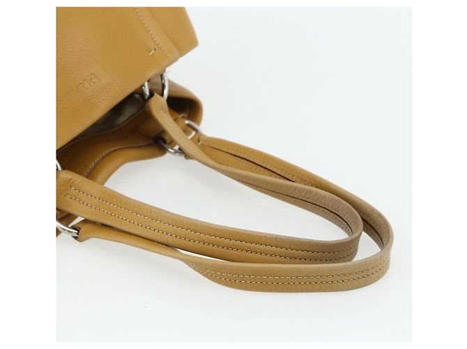 Bolsa Tote PRADA de couro marrom prata Auth 179442A - vista 7