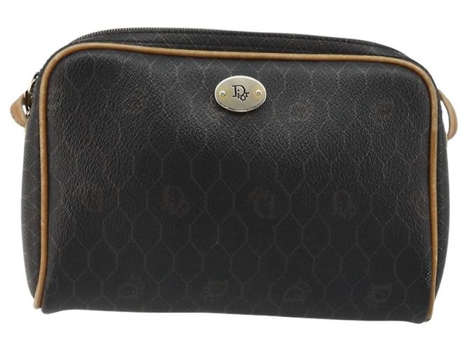 Borsa a Spalla Christian Dior Honeycomb Canvas PVC Nero Oro Auth 177626 D'oro - vista 2