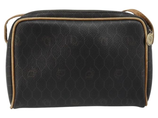 Borsa a Spalla Christian Dior Honeycomb Canvas PVC Nero Oro Auth 177626 D'oro - vista 3