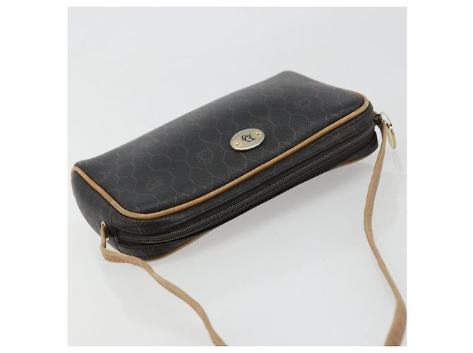 Borsa a Spalla Christian Dior Honeycomb Canvas PVC Nero Oro Auth 177626 D'oro - vista 6