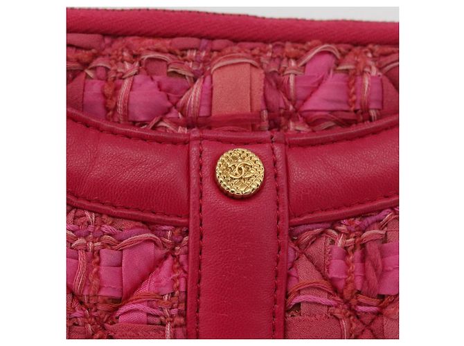 CHANEL Girl Chanel Chain Shoulder Bag Tweed Pink Gold CC Auth 179582SAM Rosa D'oro - vista 14