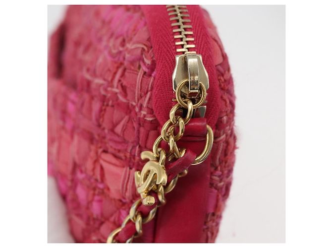 CHANEL Girl Chanel Chain Shoulder Bag Tweed Pink Gold CC Auth 179582SAM Rosa D'oro - vista 15