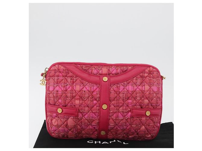 CHANEL Girl Chanel Chain Shoulder Bag Tweed Pink Gold CC Auth 179582SAM Rosa D'oro - vista 27