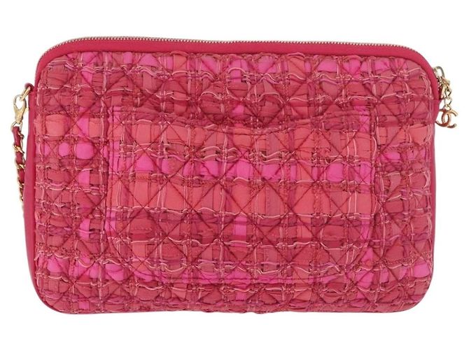 CHANEL Girl Chanel Chain Shoulder Bag Tweed Pink Gold CC Auth 179582SAM Rosa D'oro - vista 3
