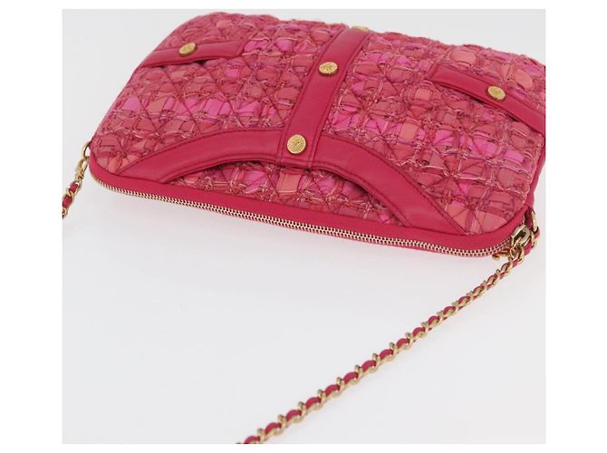 CHANEL Girl Chanel Chain Shoulder Bag Tweed Pink Gold CC Auth 179582SAM Rosa D'oro - vista 6
