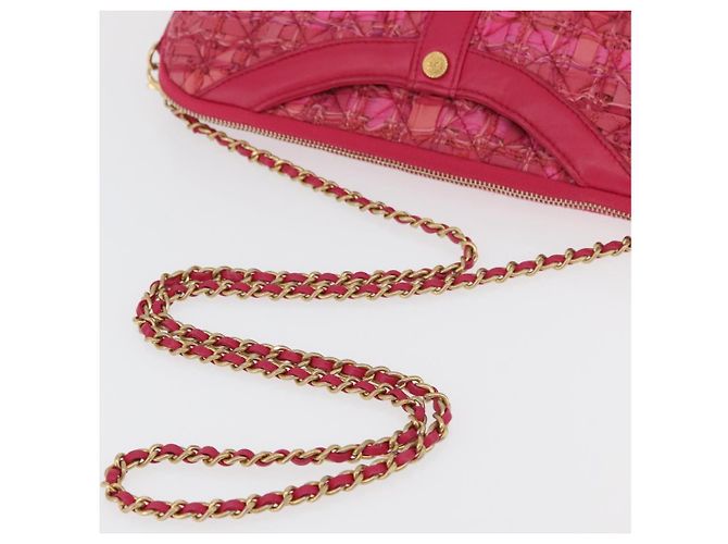CHANEL Girl Chanel Chain Shoulder Bag Tweed Pink Gold CC Auth 179582SAM Rosa D'oro - vista 7