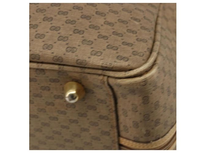GUCCI Micro GG Supreme Web Sherry Line Boston Bag PVC Beige Gold Auth 178224 Golden - view 12