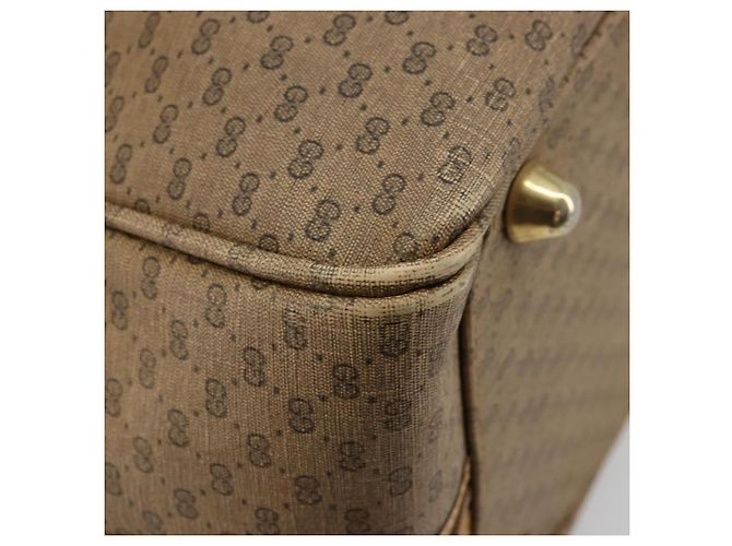 GUCCI Micro GG Supreme Web Sherry Line Boston Bag PVC Beige Gold Auth 178224 Golden - view 13