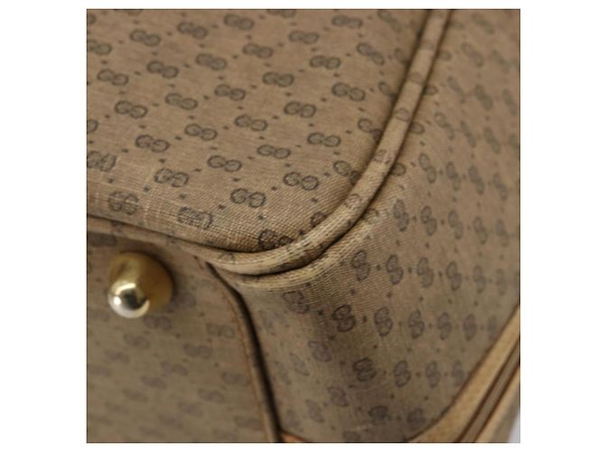 GUCCI Micro GG Supreme Web Sherry Line Boston Bag PVC Beige Gold Auth 178224 Golden - view 14