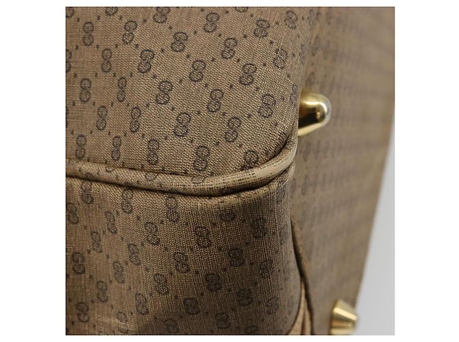 GUCCI Micro GG Supreme Web Sherry Line Boston Bag PVC Beige Gold Auth 178224 Golden - view 15