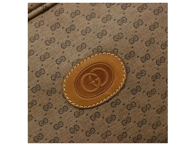 GUCCI Micro GG Supreme Web Sherry Line Boston Bag PVC Beige Gold Auth 178224 Golden - view 16