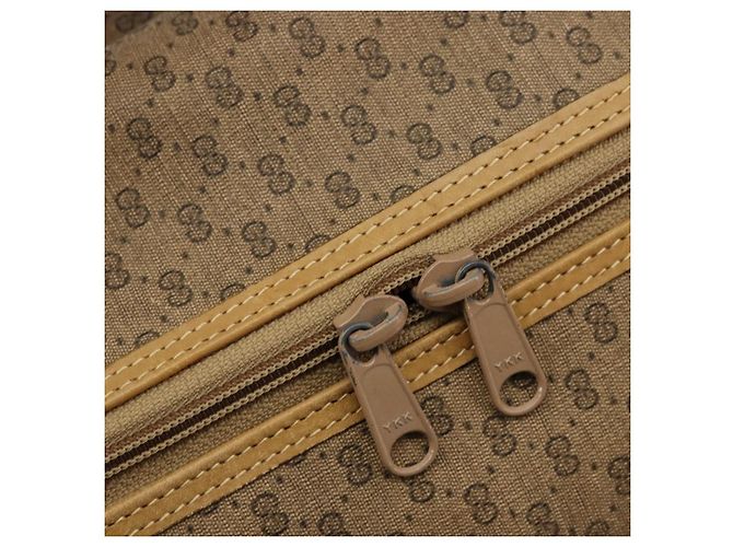 GUCCI Micro GG Supreme Web Sherry Line Boston Bag PVC Beige Gold Auth 178224 Golden - view 17