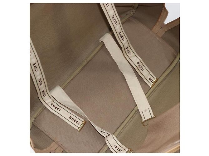 GUCCI Micro GG Supreme Web Sherry Line Boston Bag PVC Beige Gold Auth 178224 Golden - view 19