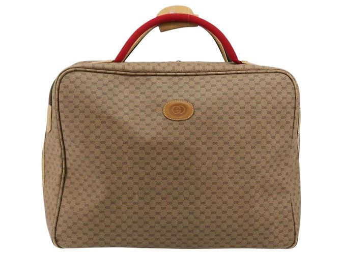 GUCCI Micro GG Supreme Web Sherry Line Boston Bag PVC Beige Gold Auth 178224 Golden - view 2