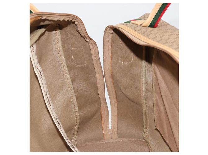 GUCCI Micro GG Supreme Web Sherry Line Boston Bag PVC Beige Gold Auth 178224 Golden - view 20
