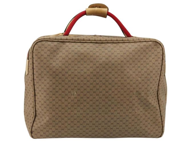 GUCCI Micro GG Supreme Web Sherry Line Boston Bag PVC Beige Gold Auth 178224 Golden - view 3