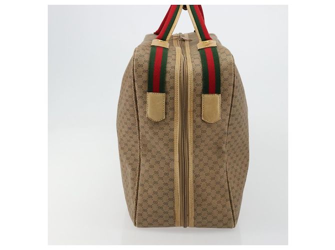 GUCCI Micro GG Supreme Web Sherry Line Boston Bag PVC Beige Gold Auth 178224 Golden - view 4