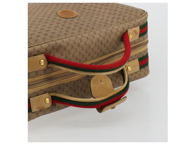 GUCCI Micro GG Supreme Web Sherry Line Boston Bag PVC Beige Gold Auth 178224 Golden - view 7