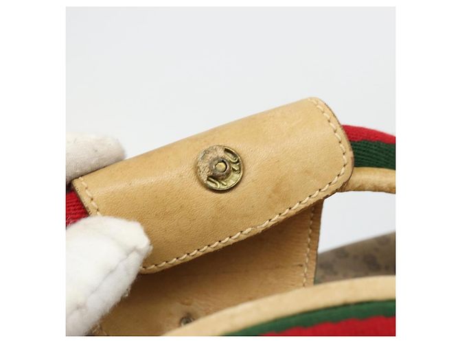 GUCCI Micro GG Supreme Web Sherry Line Boston Bag PVC Beige Gold Auth 178224 Golden - view 9